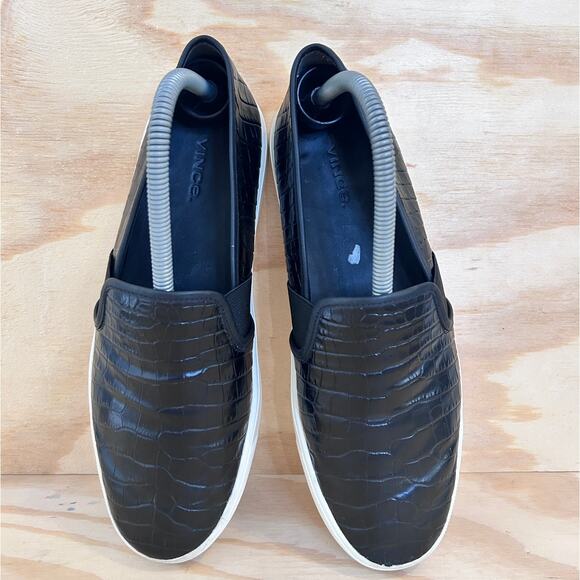 Vince - Preston Croc-Embossed - Slip-On Sneakers - Black - Women's - 8.5M - Picture 7 of 9